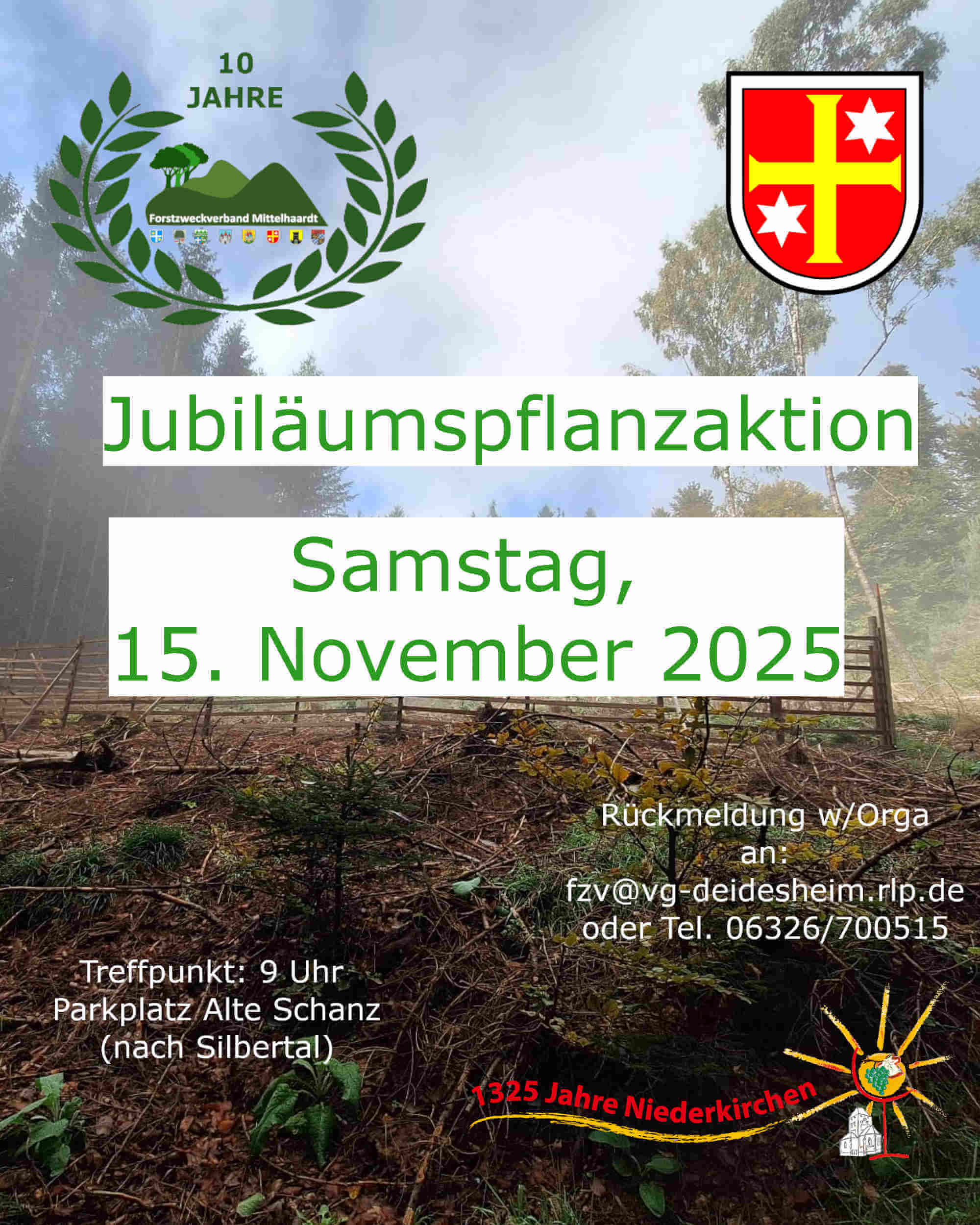 Planzaktion Jubiläumswald Niederkirchen Forstzweckverband Mittelhaardt